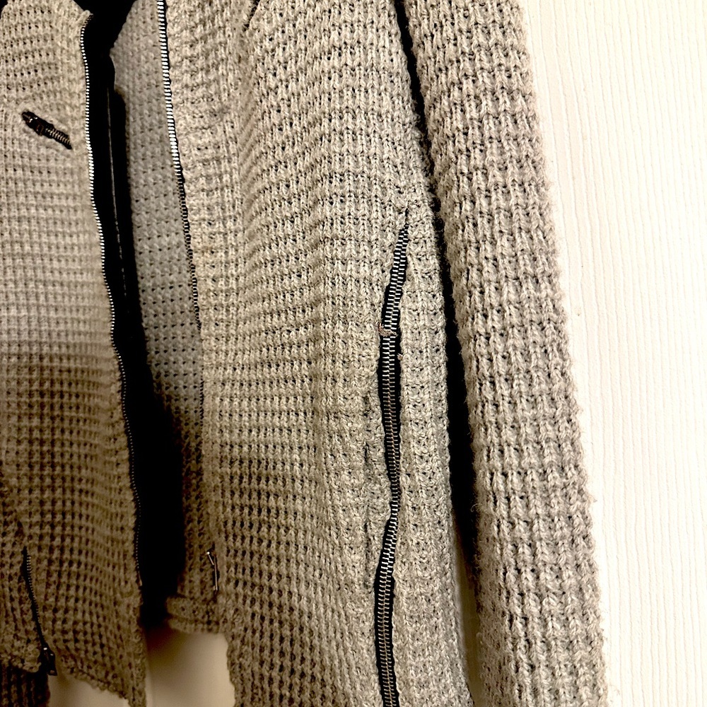 IRO Jacket (wool) Ceylona Leather Trimmed Gray & Black Knit Jacket S 36 - Picture 3 of 6